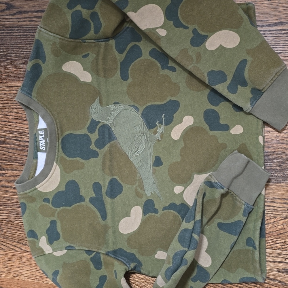 Staple Skate Croped Pigeon Logo Camo Pullover Sweatshirt